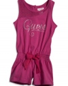 GUESS Kids Girls Little Girl Romper with Mesh Trim, VIOLET (3T)