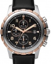 Fossil Men's FS4545 Black Leather Strap Black Analog Dial Chronograph Watch