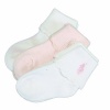 Polo Ralph Lauren Infant Girl's 3-Pack Scallop Turncuff Socks G41000LPK (Sz 0-6 Months; Fits Shoe 0-3, White/Pink)