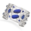 CleverEve 2013 Luxury Series Sterling Silver Wide Cuff Bracelet 1.625 w/ Abstract Oval Genuine Blue Boulder Opal