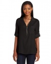 Calvin Klein Women's Long Sleeve Top With Zipper Front