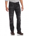 True Religion Men's Bobby Straight Fit Laser Jean in Black Camouflaged