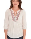 Juicy Couture Women's Embroidered Knit Tunic Top Ivory P