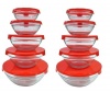 Imperial 10 Pcs Glass Nested Dipping or Storage Bowls with Red Lids - 2 Pack
