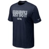 Nike Seattle Seahawks Just Do It T-Shirt - Navy Blue (Medium)