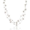 Bling Jewelry Bridal Silver Freshwater Pearl Illusion Three Strand Necklace 16in