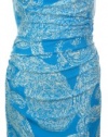 Printed Sleeveless Cowl Neck Jersey Dress (10P, GTO Turquoise Multi)