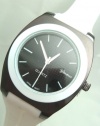 Geneva White Black Circle Dial Silicone Band Large Face Watch