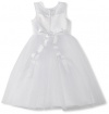 Us Angels Girls 7-16 Illusion Floral Dress, White, 12