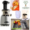 Omega VRT400 Juicer Pack3 + Folding Drain Rack + Nut Milks Bag + Juicing Book,recipes + Cocodrill Coconut Tool Heavy Duty Vertical Single Auger Low Speed Juicer