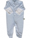 Noa Lily Footie Solid Light Blue with Sleeves, Blue Cow, Newborn