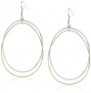 Jessica Simpson Two Tone Drop Hoop Earrings