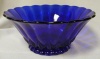 Nicole Cobalt Blue Glass Deep Paneled Sides Centerpiece Fruit Bowl
