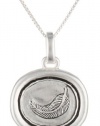 Sterling Silver May The Wings Of Friendship Never Lose A Feather Antique Silver Reversible Pendant Necklace with Feather, 18