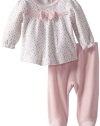 ABSORBA Baby-Girls Newborn V Elephant Footed Pant Set, White/Pink, 3-6 Months