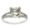 2.6ct Cushion Genuine Green Amethyst and Diamond Ring in Rope Silver