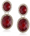 Anne Klein Merry and Bright Gold-Tone Pave Post Drop Earrings