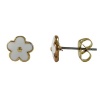 White Enamel Flowers Yellow Gold-Tone Kids Girls Stud Pierced Earrings