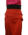 Pleated Tiered Peplum Colorblock Satin Strapless Dress