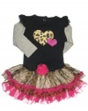 Baby Girl Leopard Print Heart Long Sleeve Bodysuit and Tutu Outfit by Baby Starters - Black - 12 Mths / 20-24 Lbs