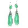 CleverEve Designer Series Large Pear Shape & Circle Dangling Green Jade Sterling Silver Earrings 112.2 ct. tw.