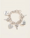 GUESS Women's Key and Heart Charm Bracelet, SILVER