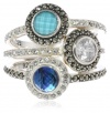 Judith Jack Color Stack Item Sterling Silver, Marcasite Multi-Blue Stack Ring