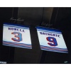 Steiner Sports NHL New York Rangers Andy Bathgate & Harry Howell Dual Signed Retirement Banners Horizontal 16x20 Photograph