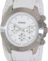 Fossil Women's CH2858 Retro Traveler Chronograph White Leather Strap Watch