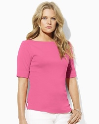 A chic boat neckline infuses the classic cotton jersey Benny tee with breezy, relaxed style. A chic boat neckline infuses the classic cotton jersey Benny tee with breezy, relaxed style.