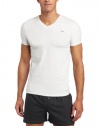 Diesel Men's Michael Essentials Logo Performance V-Neck T-Shirt, White, X-Large