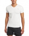 Diesel Men's Michael Essentials Logo Performance V-Neck T-Shirt, White, X-Large