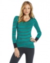 Calvin Klein Performance Women's Long Sleeve Tie Dye Stripe V-Neck Tee