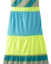 One Step Up Girls 2-6X Neon Color Block Maxi, Aqua Crest/Yellow, Small/4