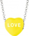 Sweethearts Yellow Enamel Love Heart on 16-inch Necklace with Gift Box in Sterling Silver