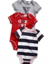 GUESS Kids Boys Newborn Three-Piece Bodysuit Set (0-9m), MULTICOLORED (6/9M)