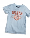 GUESS Kids Baby Boy Short-Sleeve Flag Screen Tee (12-24m), LIGHT BLUE (24M)