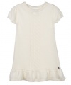 Nautica Girls 2-6X Solid Cable Ruffle Dress, Natural, 4T