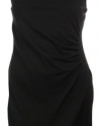 Pleated Faux Wrap Knit Dress (PL, Black)