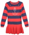 Nautica Girls 2-6X Stripe Sweater Dress, Red, 6