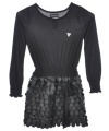 GUESS Kids Girls big girl laser-cut faux-leather dress, BLACK (14)