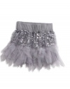 GUESS Kids Girls little girl allover sequin tulle skirt, SILVER (4)