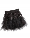 GUESS Kids Girls big girl allover sequin tulle skirt, BLACK (10/12)