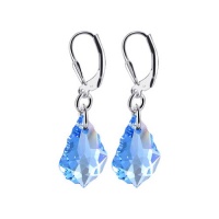 SCER303 Sterling Silver Baroque Aquamarine Crystal Earrings Made with Swarovski Elements SCER303 Sterling Silver Baroque Aquamarine Crystal Earrings Made with Swarovski Elements
