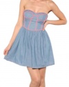 G2 Chic Women's Blue/Pink Sweetheart Denim Dress