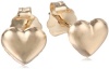 Duragold 14k Yellow Gold Tiny Heart Button Earrings
