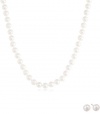 14k Yellow Gold Akoya Cultured Pearl 6.5-7mm Necklace and Stud Earring Set