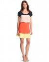 Julie Dillon Women's Short Sleeve Colorblock Waisted Dress, Lobster Multi, 8