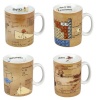 Konitz Physics/Math/Chemistry/History Mugs, Set of 4