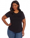 Vince Camuto Women's Plus-Size Women's Woven Back Embellished Tee